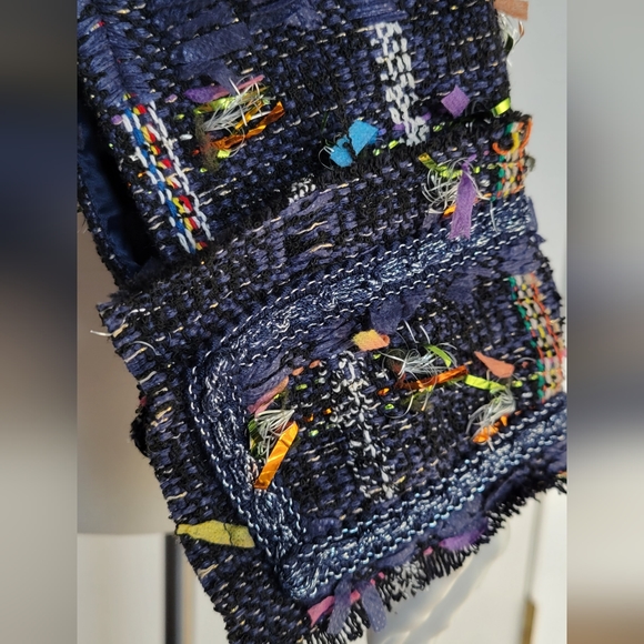 Gawqo Womans Sz. L Fringe Detail Cropped Jacket Lined Street Wear High Fashion - Picture 7 of 14